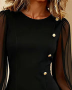 Stella | Elegant Dress with Metal Buckle and Inserts