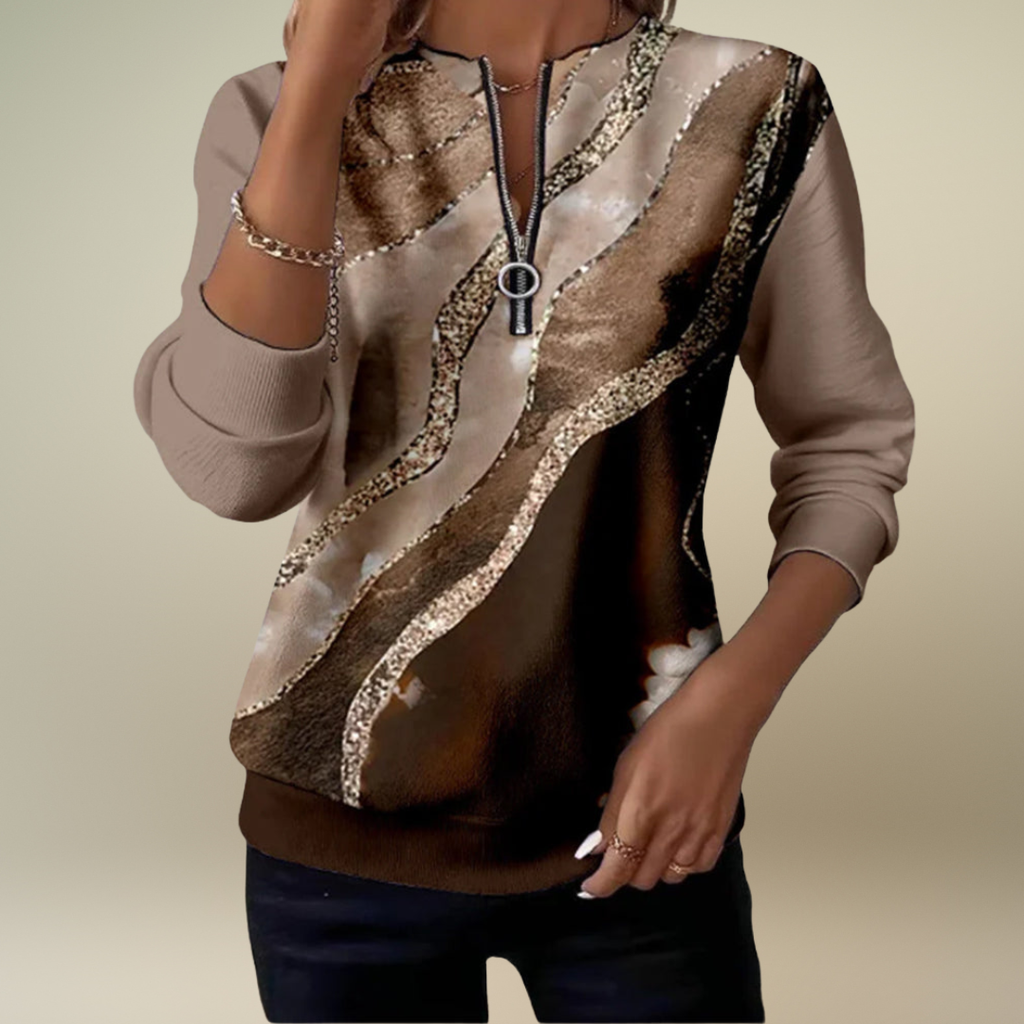 Half-Zip Sweatshirt with Vintage Print