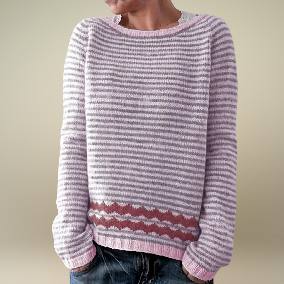 Women's casual sweater with subtle stripes