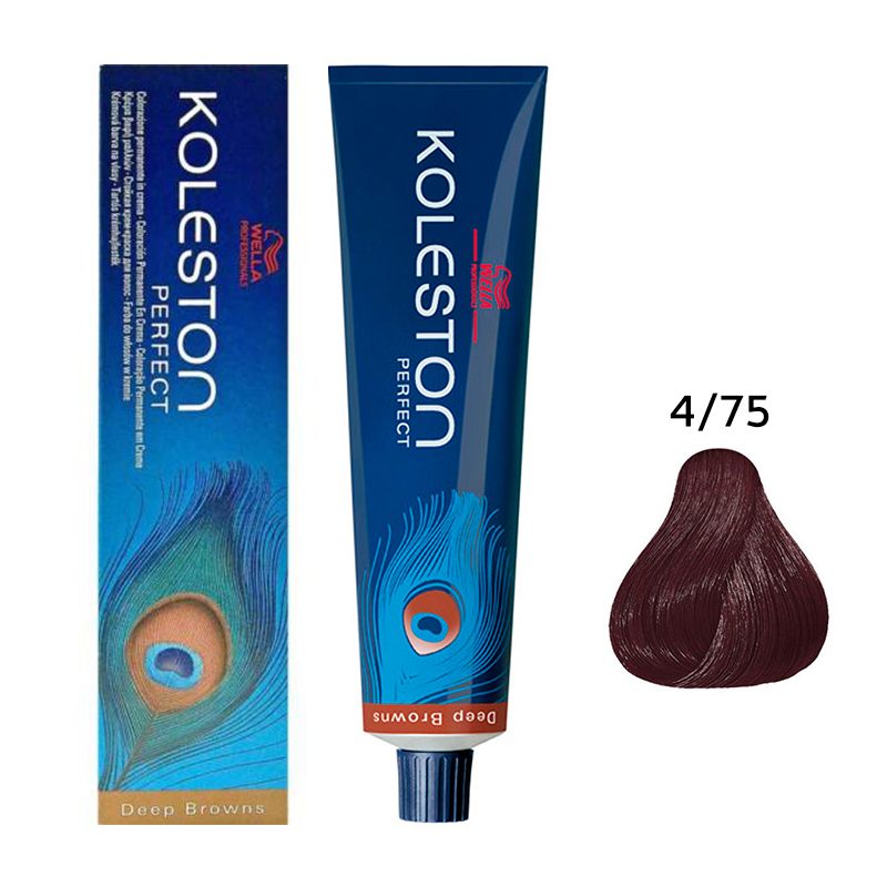 Wella Professionals, Koleston Perfect, Permanent Hair Dye, 4/75 Medium Brown Mahogany Brown, 60 ml